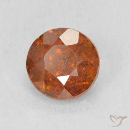 1.28 ct Orange Sphalerite Stone, Natural Sphalerite in Round Facet Shape for Sale