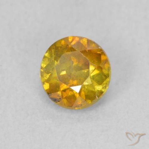 0.53 ct Golden Sphalerite Stone, Natural Sphalerite in Round Facet Shape for Sale