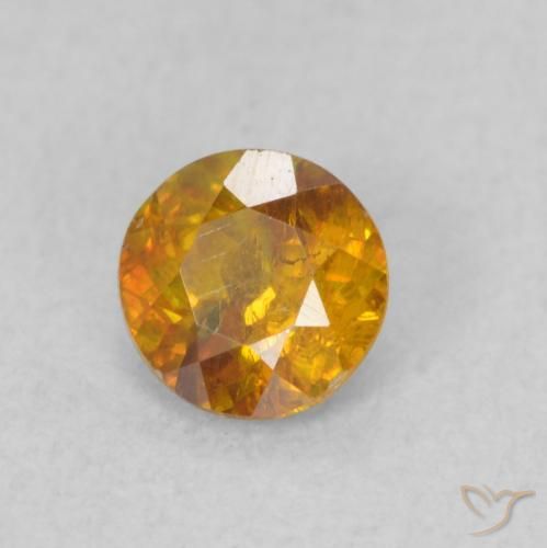 0.51 ct Golden Sphalerite Stone, Natural Sphalerite in Round Facet Shape for Sale