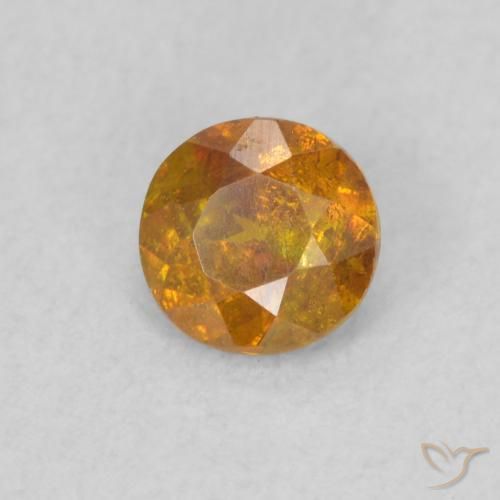 0.47 ct Orange Sphalerite Stone, Natural Sphalerite in Round Facet Shape for Sale