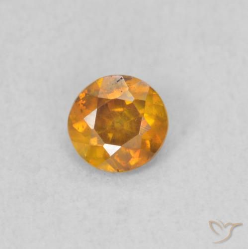 0.27ct Natural Apricot Orange Sphalerite, Round, SI