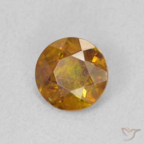 0.46 ct Orange Sphalerite Stone, Natural Sphalerite in Round Facet Shape for Sale