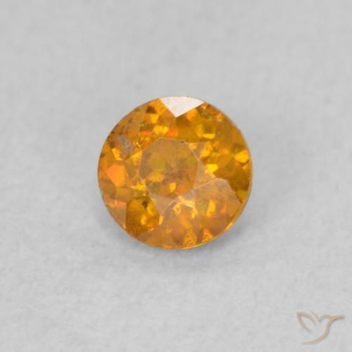 0.42 ct Orange Sphalerite Stone, Natural Sphalerite in Round Facet Shape for Sale