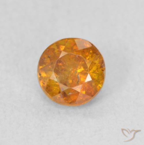0.54ct Natural Medium Light-Orange Sphalerite, Round, SI