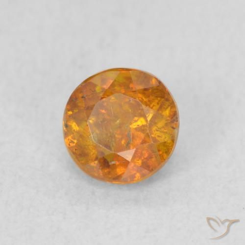 0.54 ct Orange Sphalerite Stone, Natural Sphalerite in Round Facet Shape for Sale