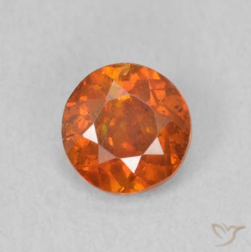 0.56ct Natural Medium Orange Sphalerite, Round, SI