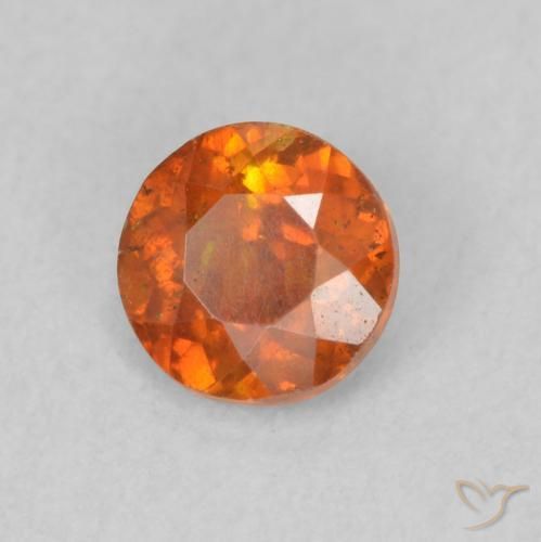 0.56 ct Orange Sphalerite Stone, Natural Sphalerite in Round Facet Shape for Sale