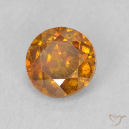 0.73 ct Orange Sphalerite Stone, Natural Sphalerite in Round Facet Shape for Sale