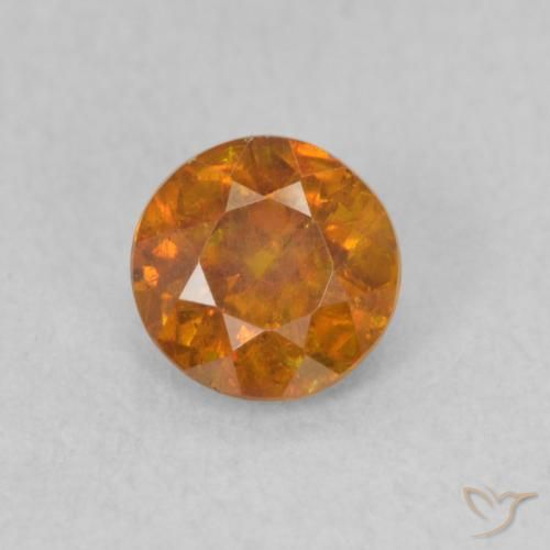 0.53ct Natural Medium Orange Sphalerite, Round, SI
