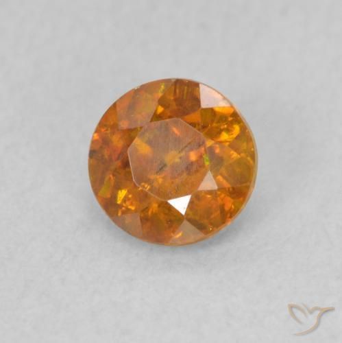 0.53 ct Orange Sphalerite Stone, Natural Sphalerite in Round Facet Shape for Sale