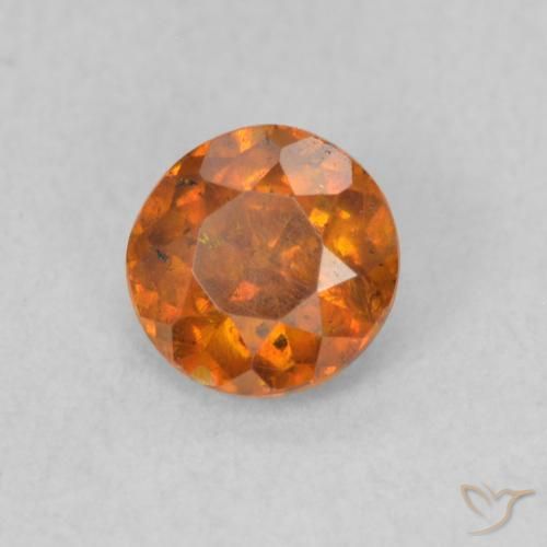 0.57 ct Orange Sphalerite Stone, Natural Sphalerite in Round Facet Shape for Sale