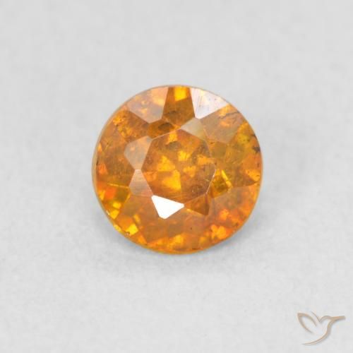 0.45ct Natural Honey Orange Sphalerite, Round, VS-SI