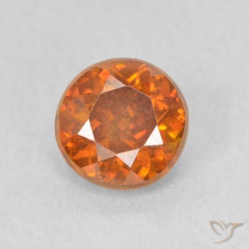 0.94ct Natural Medium Dark-Orange Sphalerite, Round, VS