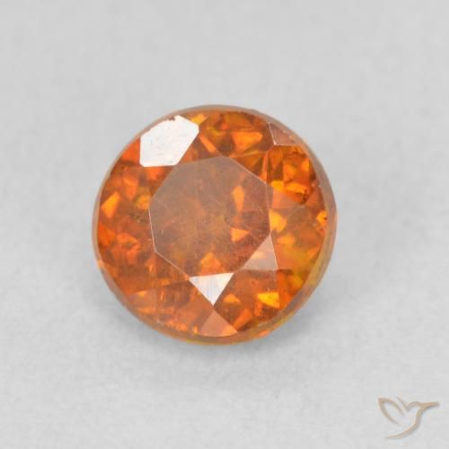 0.94 ct Orange Sphalerite Stone, Natural Sphalerite in Round Facet Shape for Sale