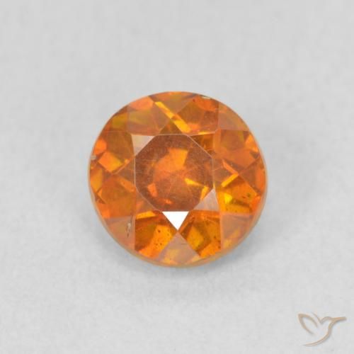 0.75ct Natural Yellowish Orange Sphalerite, Round, VS-SI
