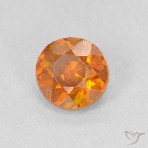 0.75 ct Orange Sphalerite Stone, Natural Sphalerite in Round Facet Shape for Sale