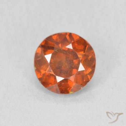 0.68ct Natural Reddish Orange Sphalerite, Round, VS-SI