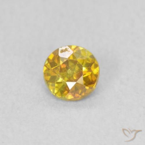 0.24 ct Golden Sphalerite Gemstone, Sphalerite Gem in Round Facet Shape for Sale.