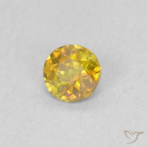 0.24 ct Golden Sphalerite Stone, Natural Sphalerite in Round Facet Shape for Sale