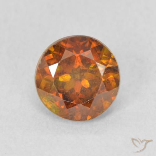 0.97ct Natural Medium Orange Sphalerite, Round, VS-SI