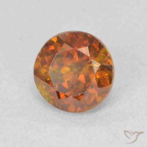 0.97 ct Orange Sphalerite Stone, Natural Sphalerite in Round Facet Shape for Sale