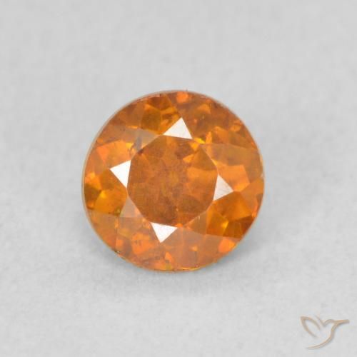 0.57ct Natural Intense Orange Sphalerite, Round, VS-SI