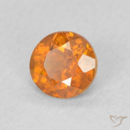 0.57 ct Orange Sphalerite Stone, Natural Sphalerite in Round Facet Shape for Sale