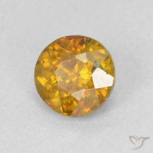 0.80 ct Golden Sphalerite Stone, Natural Sphalerite in Round Facet Shape for Sale