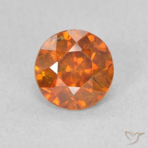 0.83ct Natural Deep Orange Sphalerite, Round, VS-SI