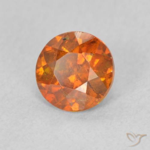 0.83 ct Orange Sphalerite Stone, Natural Sphalerite in Round Facet Shape for Sale