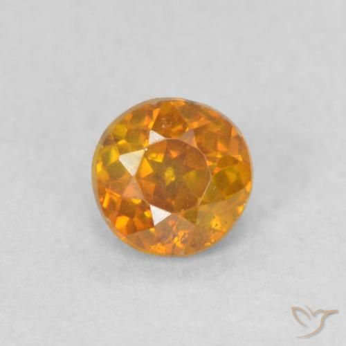 0.42 ct Orange Sphalerite Gemstone, Sphalerite Gem in Round Facet Shape for Sale.