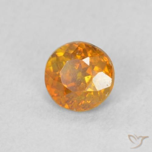 0.42 ct Orange Sphalerite Stone, Natural Sphalerite in Round Facet Shape for Sale