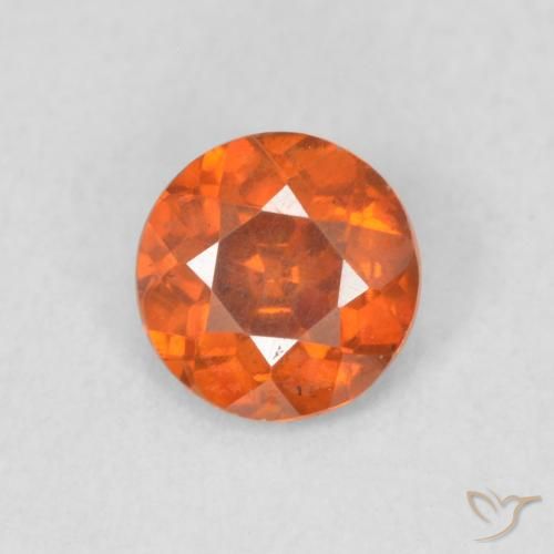 0.43ct Natural Medium Orange Sphalerite, Round, VS-SI