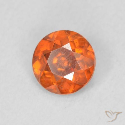 0.43 ct Orange Sphalerite Stone, Natural Sphalerite in Round Facet Shape for Sale
