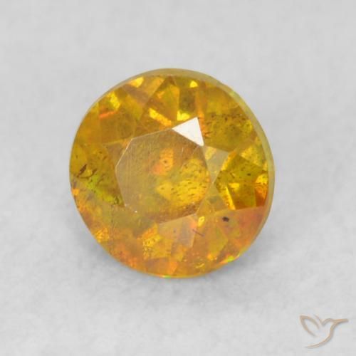 0.42 ct Golden Sphalerite Stone, Natural Sphalerite in Round Facet Shape for Sale