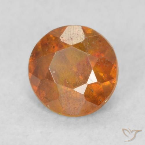 0.45 ct Orange Sphalerite Stone, Natural Sphalerite in Round Facet Shape for Sale