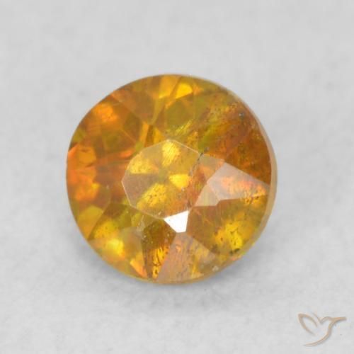 0.40 ct Orange Sphalerite Stone, Natural Sphalerite in Round Facet Shape for Sale