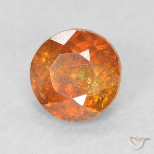 0.45 ct Orange Sphalerite Stone, Natural Sphalerite in Round Facet Shape for Sale