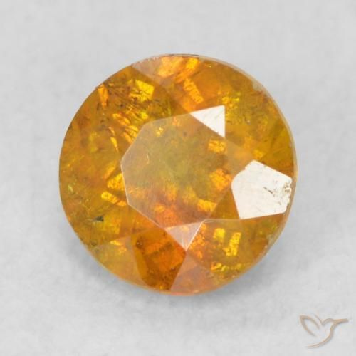0.56 ct Orange Sphalerite Stone, Natural Sphalerite in Round Facet Shape for Sale