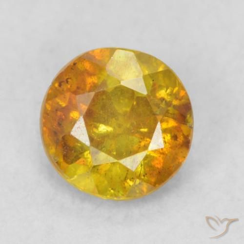 0.45 ct Orange Sphalerite Stone, Natural Sphalerite in Round Facet Shape for Sale