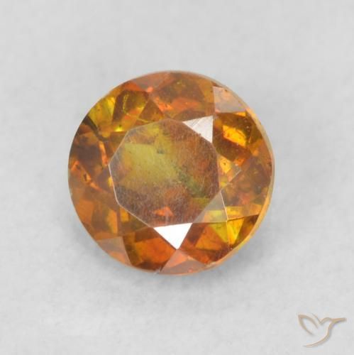 0.45 ct Orange Sphalerite Stone, Natural Sphalerite in Round Facet Shape for Sale