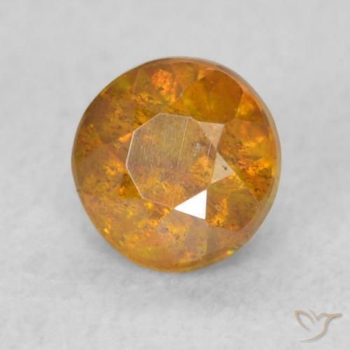 0.40 ct Orange Sphalerite Stone, Natural Sphalerite in Round Facet Shape for Sale