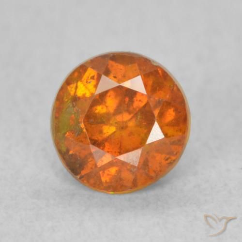 0.63ct Natural Medium Orange Sphalerite, Round, SI