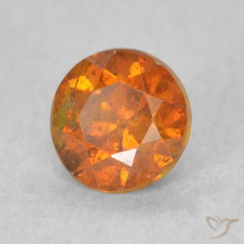 0.63 ct Orange Sphalerite Stone, Natural Sphalerite in Round Facet Shape for Sale