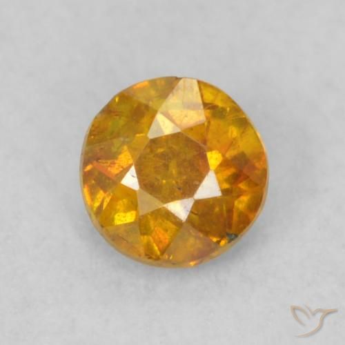 0.25ct Natural Honey Orange Sphalerite, Round, SI