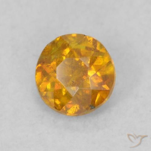 0.25 ct Orange Sphalerite Stone, Natural Sphalerite in Round Facet Shape for Sale