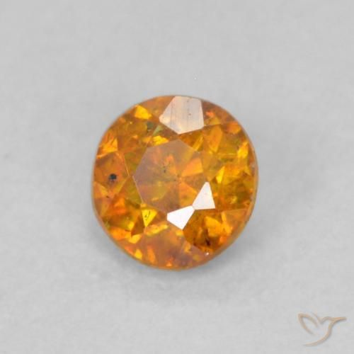 0.26 ct Orange Sphalerite Stone, Natural Sphalerite in Round Facet Shape for Sale