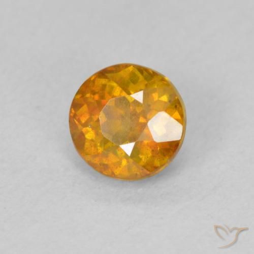 0.70 ct Orange Sphalerite Stone, Natural Sphalerite in Round Facet Shape for Sale