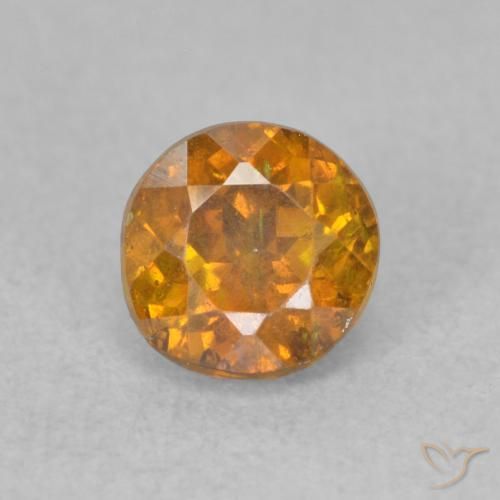 0.74ct Natural Earth Orange Sphalerite, Round, SI