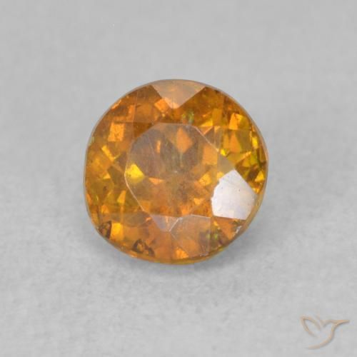 0.74 ct Orange Sphalerite Stone, Natural Sphalerite in Round Facet Shape for Sale